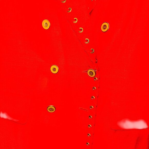 mondi Y2K vintage BIRGHT rich ORANGE oversized dbl breasted SILK blazer jacket M - Picture 3 of 5